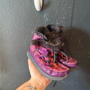 Kids Nike Purple Pink and Black Fur Lined Boots